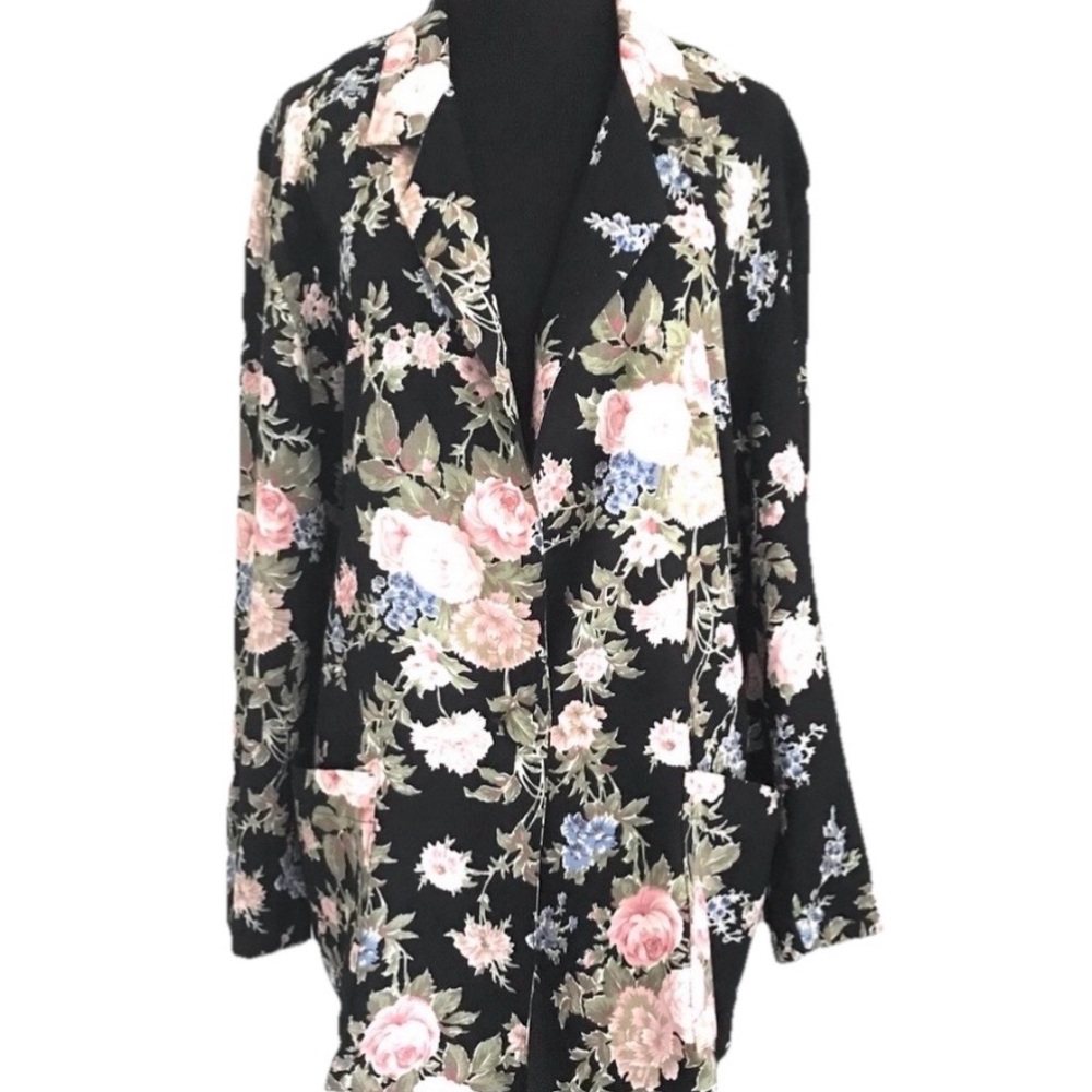Vintage Poetcore Roses Cottagecore Feminine Oversized Blazer Rayon Pink